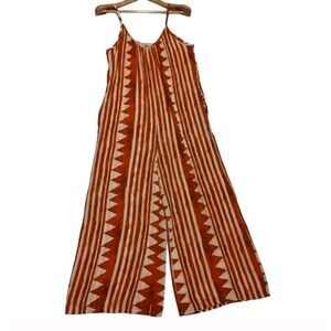 See Iou Printed Wide Leg Sleeveless Casual Jumpsuit‎ Pockets Boho